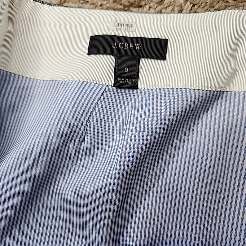 J. Crew Scalloped Front A Line Wrap Mini Skirt Cotton Button Blue Size 0 - Picture 7 of 9